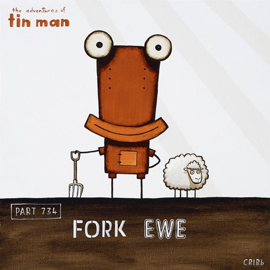 Fork Ewe - Tin Man Paper Print by Tony Cribb
