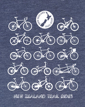 Load image into Gallery viewer, Unisex Tee Shirt - NZ Cycle Trail Rides - Blue
