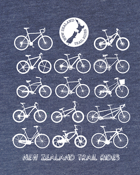 Unisex Tee Shirt - NZ Cycle Trail Rides - Blue