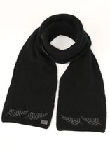 Load image into Gallery viewer, Black Scarf with Fern Motif
