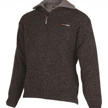 Load image into Gallery viewer, mens dark grey 1/4 zip wool jumper
