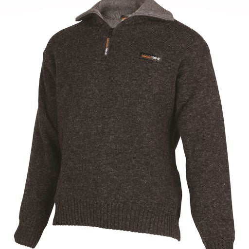 mens dark grey 1/4 zip wool jumper