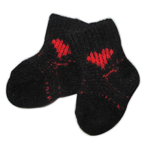 Load image into Gallery viewer, Baby Socks - Newborn to 6 months - Black with Red Heart
