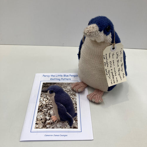 Percy the Little Blue Penguin Knitted Sample & Knitting Pattern
