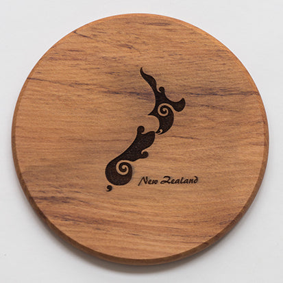 rimu coaster with NZ map with koru