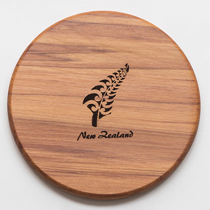 Rimu wood coaster with fern motif