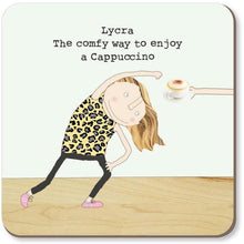 Load image into Gallery viewer, Comfy cappuccino coaster by rosie made a thing
