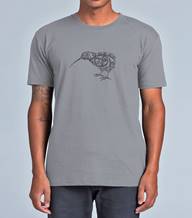 Men's Merino Tee - Kiwi Motif - Silver