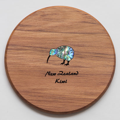 rimu coaster with paua kiwi motif